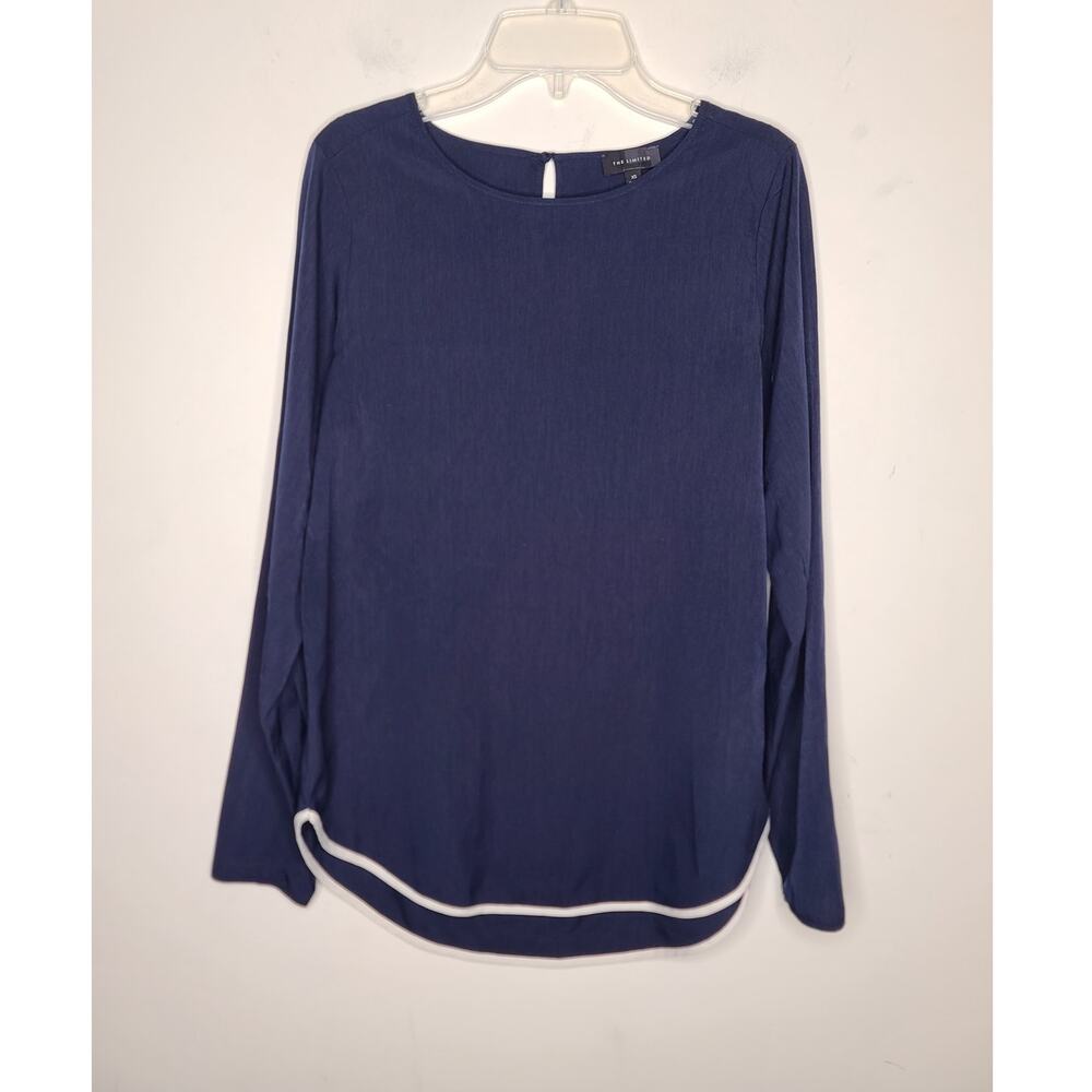 The Limited navy blue long sleeve blouse with white trim - XS